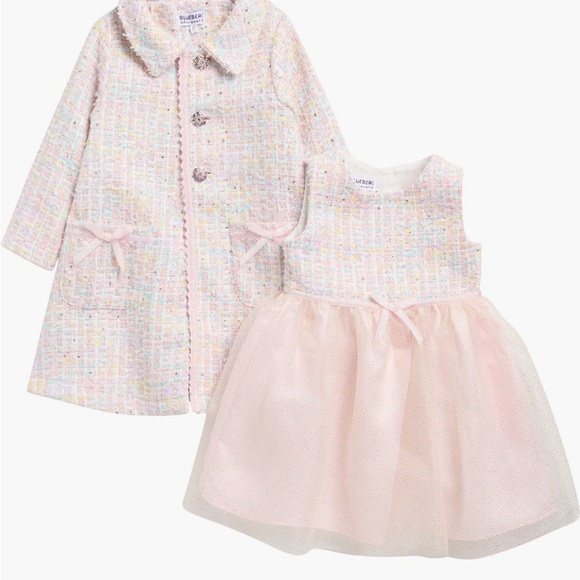 blueberry Other - Elegant Pink and Cream Kids Dress Set